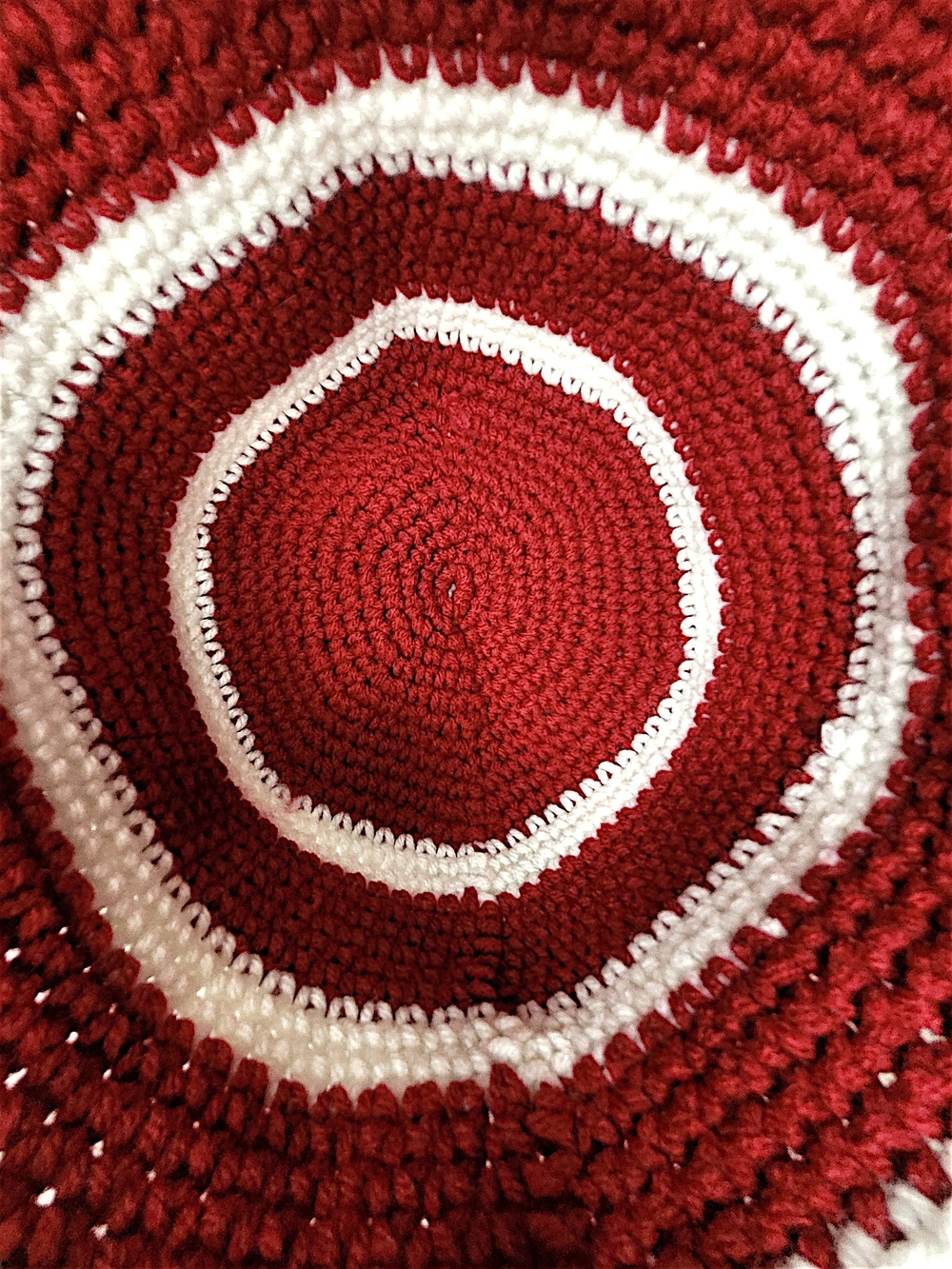 Hand Crafted Fire Truck Red and White Striped Crochet Earflap Hat NWOT - Picture 3 of 5